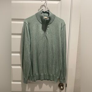 Hagen Carmel CA Mens Cotton Cashmere Blend Quarter Zip Sweater Coastal Large